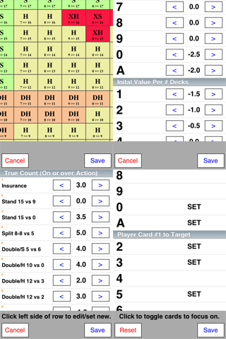 Have your own strategy you want to practice, then create your own charts, count systems and action cards. (iPhone/iTouch screens)